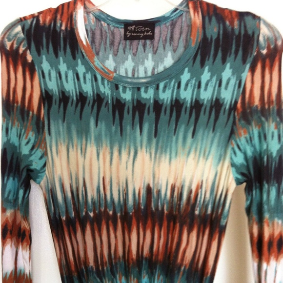 TORN by RONNY KOBO Green Multi Print Long Sleeve Mini Dress - Picture 3 of 6